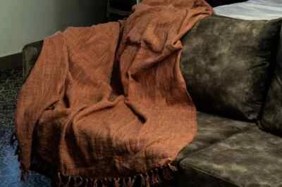 Solid Throw Blanket Woven Cotton HandLoomed Cotton Bed Sofa Throw - Image 1 of 2