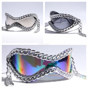 Brand New Glamorous Rick Sunglasses - Enormous Y2K Frame & Chain, Iconic Style - Picture 1 of 16