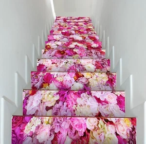 3D Flowers I047 Stair Risers Decoration Photo Mural Vinyl Decal Wallpaper Erin - Picture 1 of 6