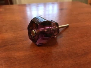 1 1/4" Victorian Style Depression Era Glass Cabinet Knobs Amethyst Purple Set 2 - Picture 1 of 5
