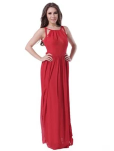 Damen Cocktailkleid Lang Abendkleid Ballkleid Rot mit Träger Tailliert L/40 - Bild 1 von 3