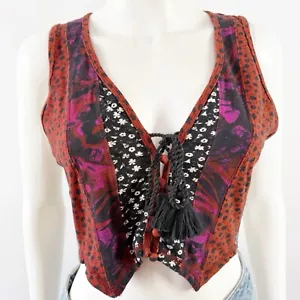 Free People ärmelloses Trägertop mit Schnürung Gr. XS V-Ausschnitt Boho Festival Hippie - Bild 1 von 9