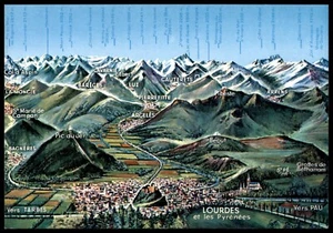 Lourdes Et Les Pyrenees Mountain Elevations Artist Landscape Friendship Postcard - Picture 1 of 2