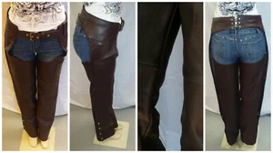 Motorcycle Chaps USA Made Brown Leather Chaps - Great for Kids 2XS - Picture 1 of 2