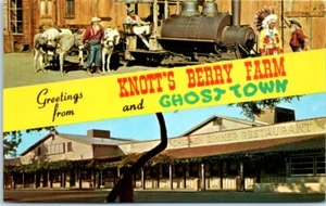 Tarjeta postal de saludos desde KNOTT'S BERRY FARM Ghost Town CALIFORNIA vista múltiple - Imagen 1 de 2