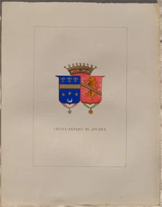 CRESCI ANTIQUI ANCONA MARCHE STORIA DELLE FAMIGLIE ILLUSTRI 1872 STEMMA NOBILI - Foto 1 di 2