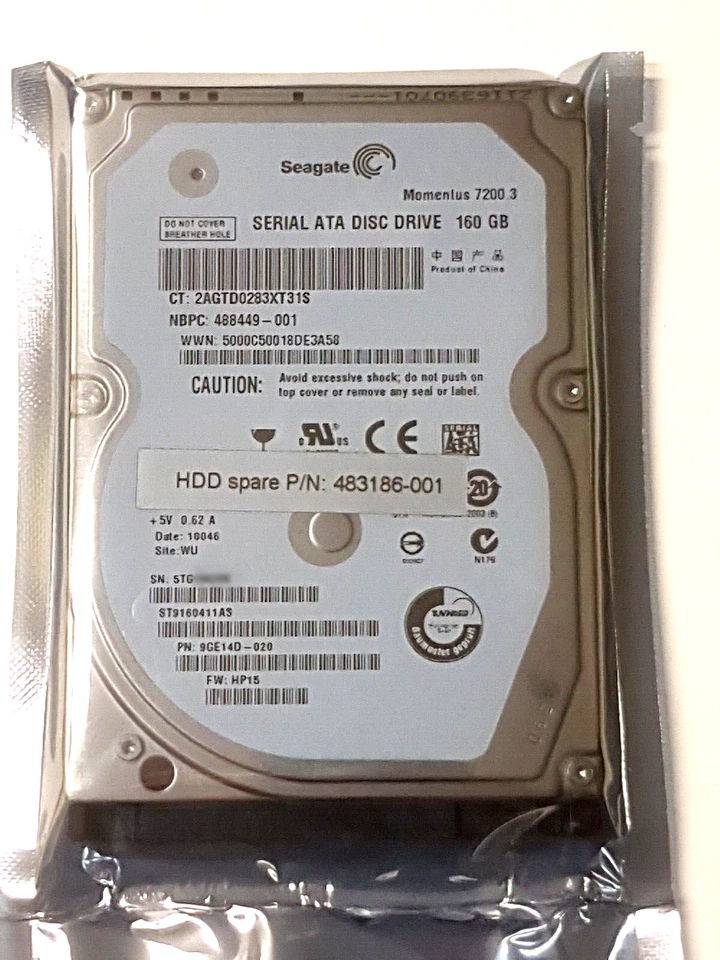 160 GB SATA Seagate Momentus 7200.3 ST9160411AS 16MB 2,5 " Internal Hard Disk - Image 1 of 1