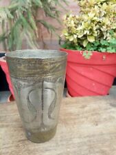 Ancient Old Rare Brass Hand Carved Water Milk Lassi Glass Cup 