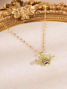 1pc Exquisite Rhinestone Bee Charm Necklace Dainty Necklace Novelty Necklace - Picture 1 of 7