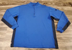 Mizuno Men's Large 1/4 Zip Jacket Body Warming Blue Black Breath Thermo - Picture 1 of 6