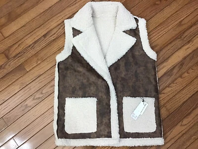 NWT BB Dakota Steve Madden Sherpa Faux Suede Reversible Vest Small Fleece - Изображение 1 из 4
