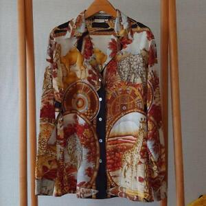 Salvatore Ferragamo 100% Silk Animal Allover Pattern Blouse Shirt Vintage