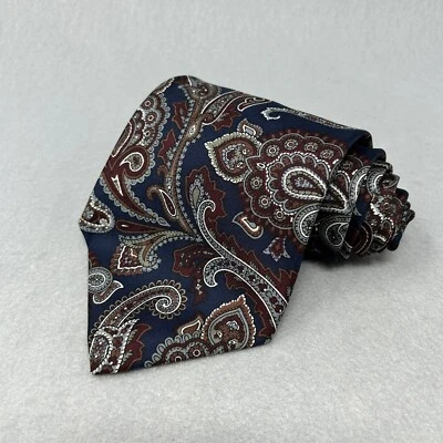 Corbata Adolfo Couture Hombre Cuello Azul Paisley Seda EE. UU., 4 x 58 Foto 1 de 4