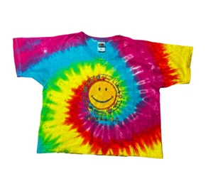Vintage 1990s Smiley Tye Dye Cropped Tee Washington DC Size Medium - Bild 1 von 4
