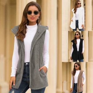 Women Gilet Winter Ladies Vest Fleece Fur Body Warmer Sleeveless Coats Waistcoat - Picture 1 of 13