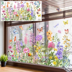 Flower Butterfly Window Wall Stickers Living Room DIY Decor Decals Removable• - Picture 1 of 12