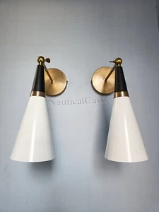 Paar Messing Wandleuchte Mitte des Jahrhunderts hell italienische Diabolo Wandleuchten - Bild 1 von 6