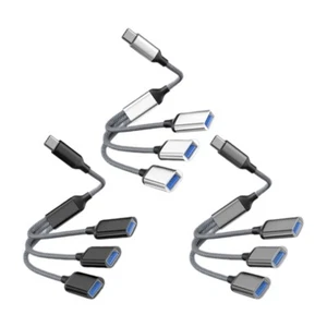 Type C to Triple USB Ports Hub Adapter for Laptop Tablet Mobile Charging - Imagen 1 de 11