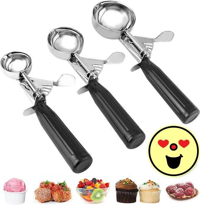 Juego de cucharadas para galletas, Juego de cucharadas para helado, 3 cucharadas - Изображение 1 из 4