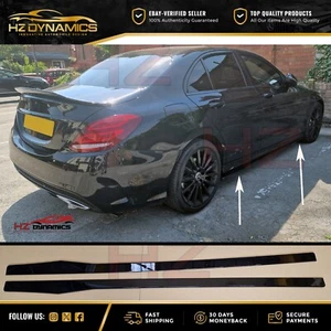 GLOSS BLACK SIDE SKIRTS FOR MERCEDES W205 C CLASS C63 AMG 4DR 2015-2019 BODYKIT - Picture 1 of 12