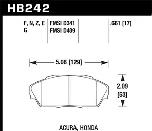 Hawk Performance HB242F.661 HPS Disc Brake Pad Front Fits Acura Integra 90-93 - Picture 1 of 1