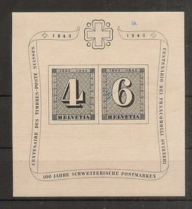 SUIZA hojita BLOC Yvert 8** Mnh Centenario Postes Suisses 1943 NL1166 - Picture 1 of 2