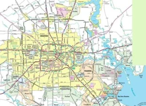HOUSTON TEXAS MAP GLOSSY POSTER PICTURE PHOTO BANNER PRINT road city usa tx 5839 - Picture 1 of 1