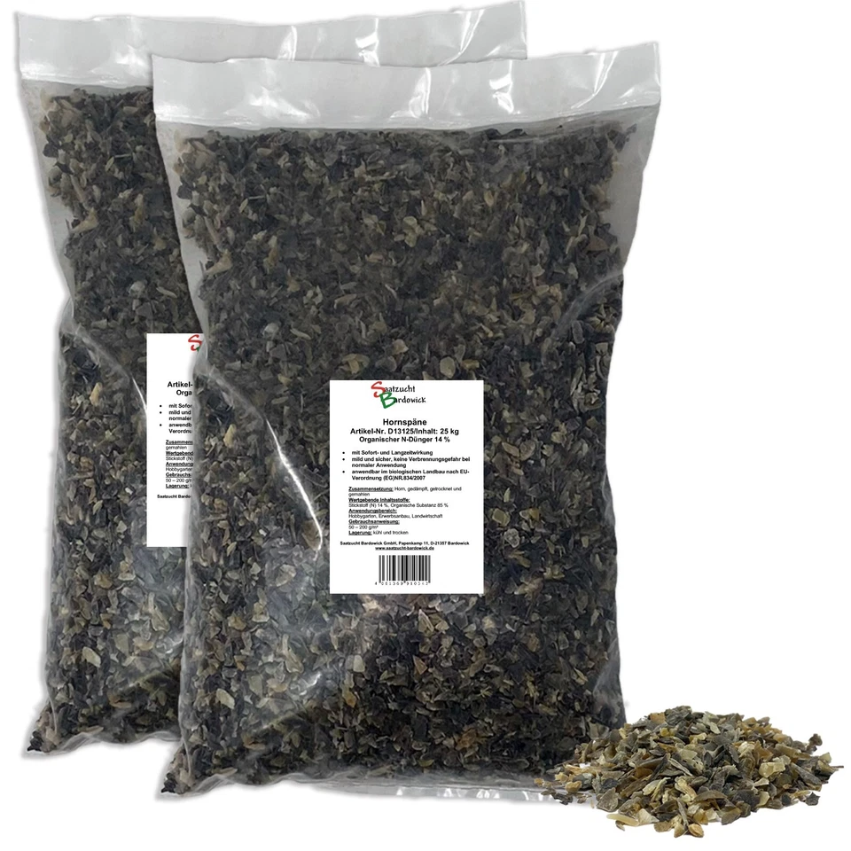 Angebot 50 kg Hornspäne Horndünger Naturdünger Horn Gemüsedünger Blumendünger - Bild 1 von 4