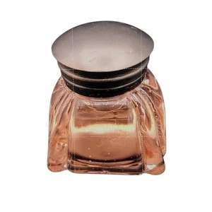 Vintage Bernstein Rose Glas Tintenfass Messingplatte und Einsatz klassische Bürodeko - Bild 1 von 11