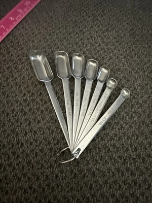 RSVP Endurance Stainless Steel Measuring Spice 7 Pc Spoon Set Elongated EUC VTG - Image 1 of 3