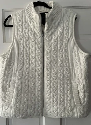 Chaleco Talbots Mujer Marfil Tejido con Cable Cremallera Frontal Mezcla de Lana Chaleco, Talla Grande Foto 1 de 4