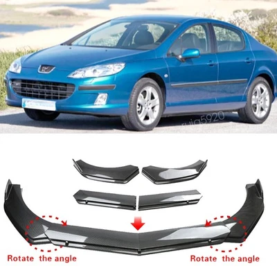For Peugeot 407 04-11 Carbon Fiber Style Front Bumper Chin Lip Splitter Spoiler Foto 1 de 4