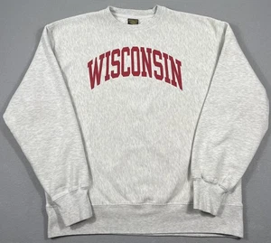 Vintage Wisconsin Badgers Sweatshirt Mens Large Gray NCAA Football Crewneck - Picture 1 of 10