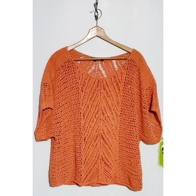 Suéter Calvin Klein Mujer Macramé Gran Tamaño Naranja M/L Festivo Otoño Playa  Foto 1 de 4