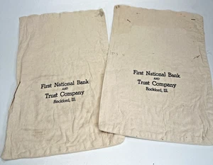 Lot Of 2 First National Bank & Trust Company Rockford, Illinois Bag, Canvas - Picture 1 of 11