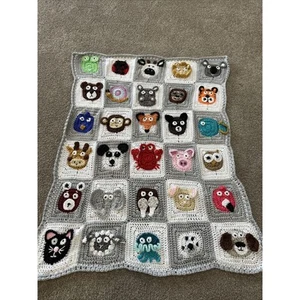 Zookeeper's Baby Blanket Crochet 30 Different Zoo Animals Granny Square 30"x37" - Picture 1 of 11