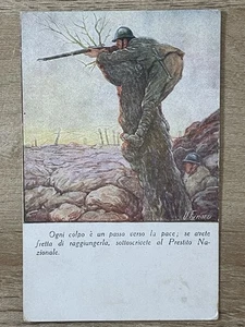 WWI Italy Propaganda Postcard – Prestito Nazionale Loan Soldier Artwork Antique - Picture 1 of 2