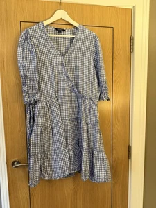 Ralph Lauren Blue Gingham Dress. Size 16 - Picture 1 of 3