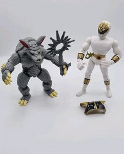 POWER RANGERS 8" WHITE RANGER Vintage 1993 Bandai Socadillo Armadillo Rat A36 - Picture 1 of 4