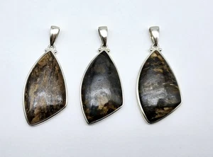Lot of (3) Whitney Kelly 925 Sterling Silver Brown Gemstone Pendants Signed WK - Picture 1 of 4