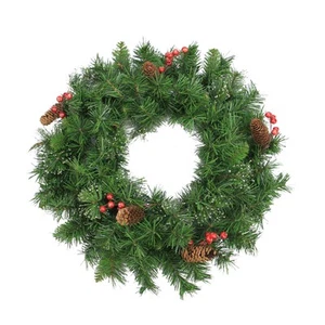 Northlight 24" Iced Mixed Pine Red Berry Pine Cone Artificial Christmas Wreath - Picture 1 of 3