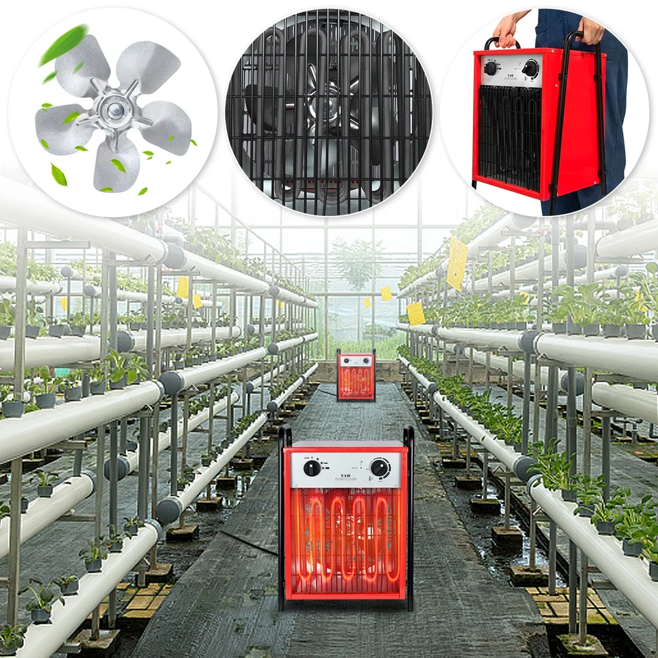 FROADP 9KW Elektroheizung Heizluefter Bauheizer Heizgebläse Heizung Heizgerät 400V IP24