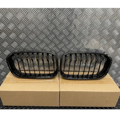 Pair Front Kidney Grille Grill Gloss Black For BMW F20 F21 1 Series 2015-2019 - Image 1 of 4