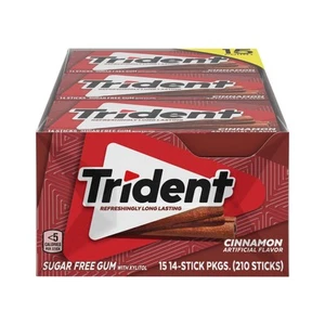 Trident Cinnamon Chicle Canela Sin Azúcar, 15 Paquetes (210 Unidades) - Imagen 1 de 3