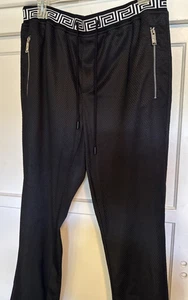 Men's Manzini Black | White Mesh Casual Tracksuit Pants Small - Picture 1 of 14