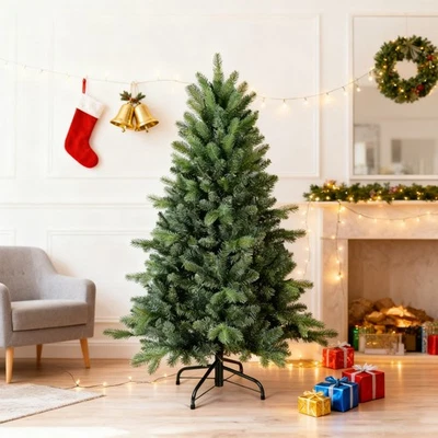 4-9ft Artificial Christmas Tree Blue Spruce Xmas tree & Foldable Base w/ Stand - Image 1 of 4