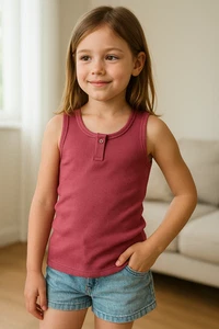 Bonpoint Mädchen geripptes Tanktop 100 % Baumwolle 8 Jahre rosa Strick Henley-Stil Sommershirt - Bild 1 von 6