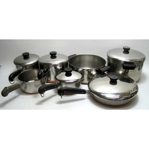 12 Piece Revere Ware Copper Bottom Pans 6qt 4.5qt 3qt 2qt 1.5qt 1qt 10" Skillet - Picture 1 of 7
