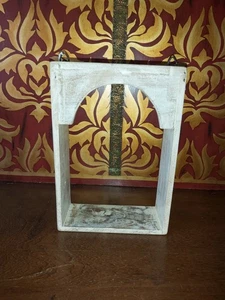 HANDMADE INDIAN VINTAGE STYLE RECLAIMED WOOD ARCH SHELF - Picture 1 of 10