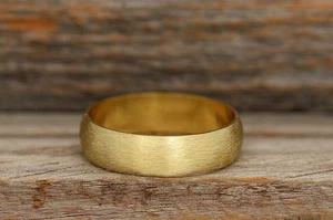 Brushed Brass Band, Pure Brass Ring, Half Round Unisex Men Women Jewelry Gift - Picture 1 of 7